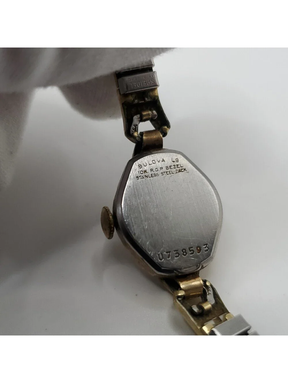 Vintage Bulova 10k Rolled Gold Plate Bezel 16mm Womens Watch For Parts